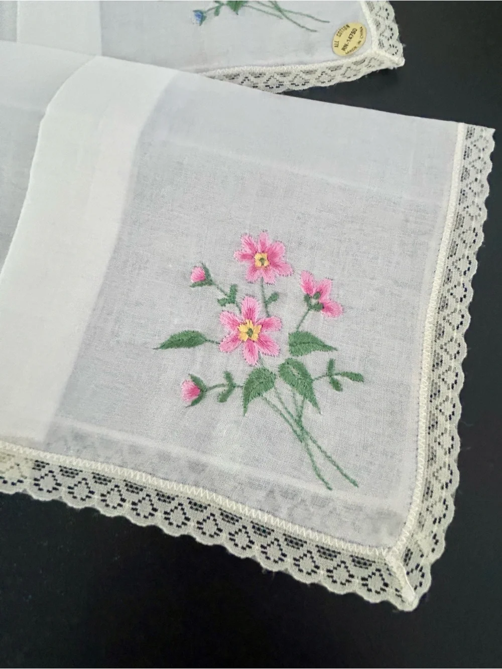 Vintage Embroidered Floral Handkerchiefs Lot of 8